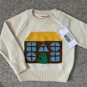 Misha & Puff Cream Sweater with House Design 2Y NWT